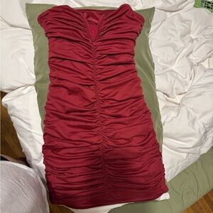 Elegant Red Ruched Dress